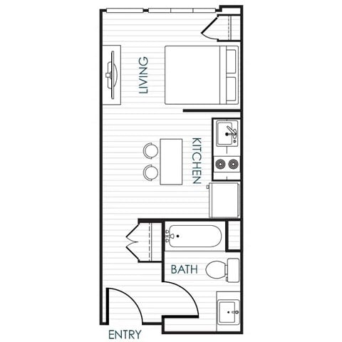 Floor plan for studio, 1 bath, 461 sqft